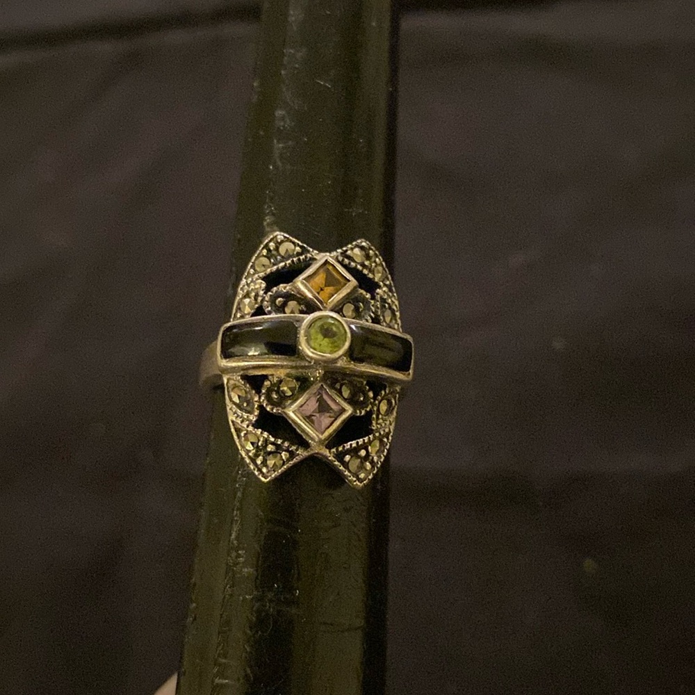 Sterling Silver 925 MarcasiteMix stone  Vintage Ring 6 1/2